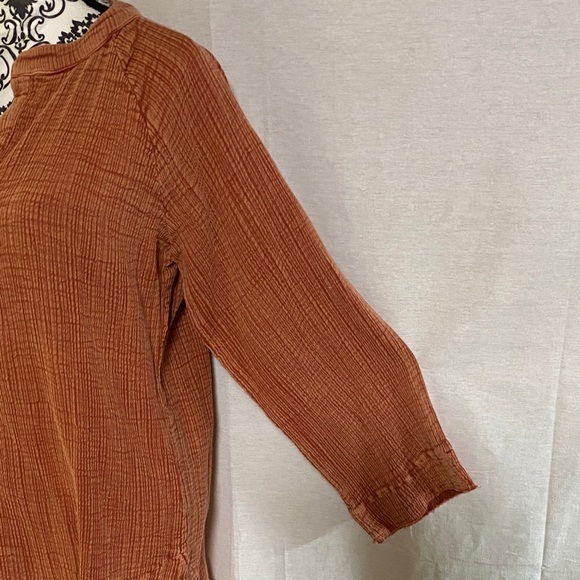 Kyla Seo Cotton Rust Terracotta Women's Tunic Top Bohemian Chic Style Soulful - Picture 3 of 11